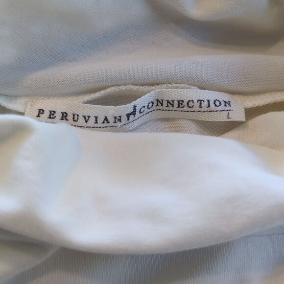 Peruvian Connection Womens Cream Turtleneck Top Long Sleeve Cotton - Picture 4 of 9